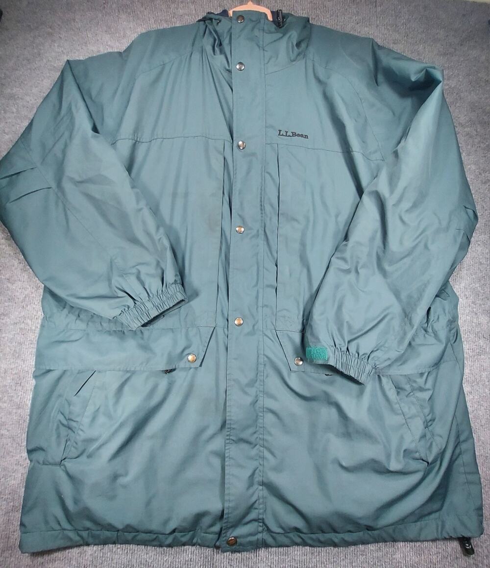 Vintage LL Bean Rugged Ridge Parka Jacket Green Hooded Mens XXL Tall 2XLT A026